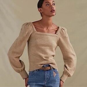 Anthropologie Women’s Square Neck Puff Sleeve Sweater Small